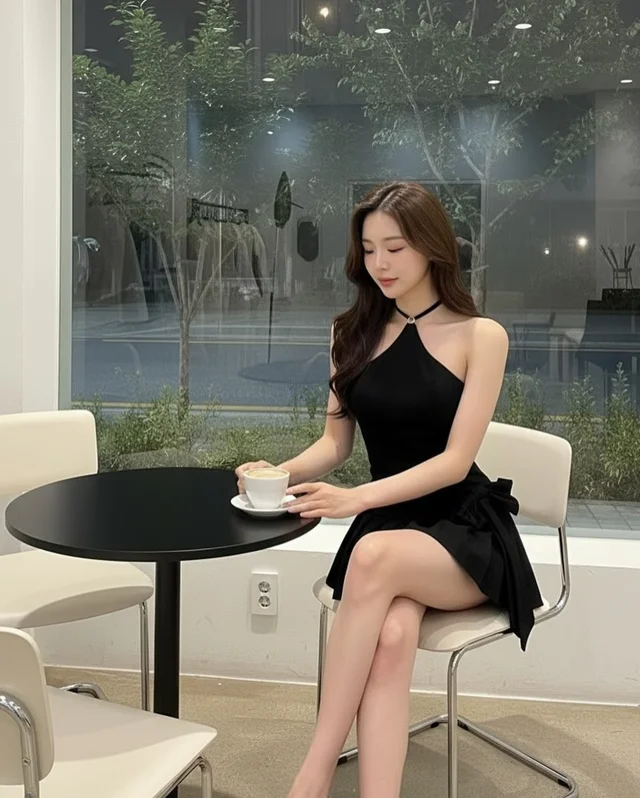 Black Halter Neck Mini Dress ชุดเดรสสั้นคอ Halter สีดำ Size XS thumbnail 2