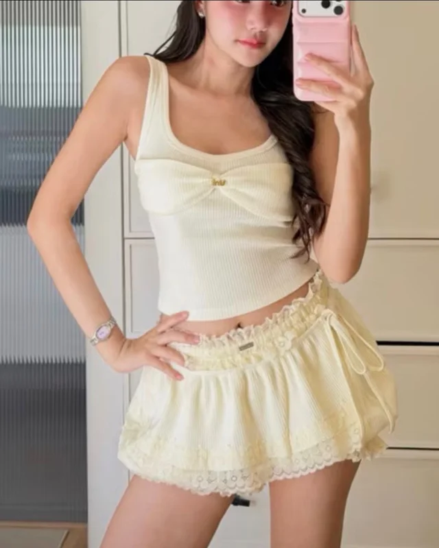 Unigam Ribbed Tank Top and Tiered Ruffle Skirt Set Size SM thumbnail 2