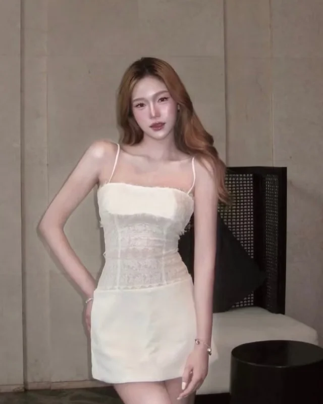 Giltmon White Lace Mini Dress สายเดี่ยว Size S thumbnail 2