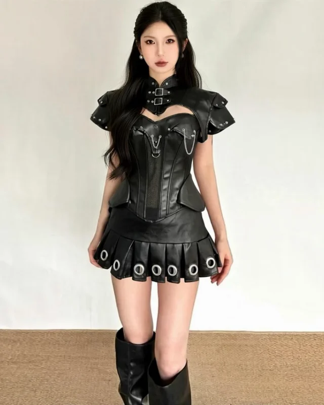 Black Gothic Corset Style Set ชุดโกธิคคอร์เซ็ตสีดำ thumbnail 6