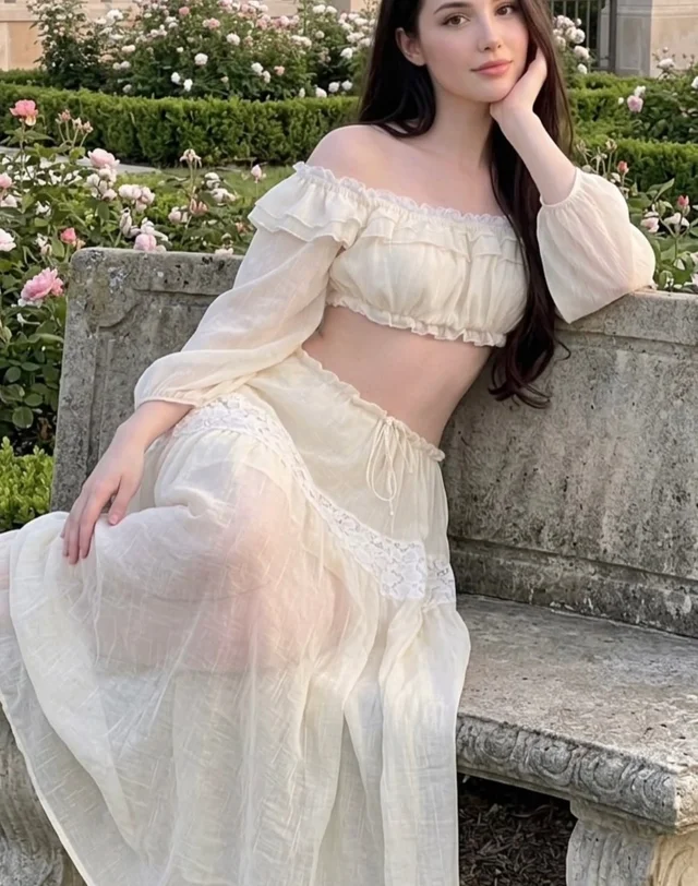 Nary studio Off Shoulder Set ชุดเสื้อครอปกระโปรงยาว thumbnail 2