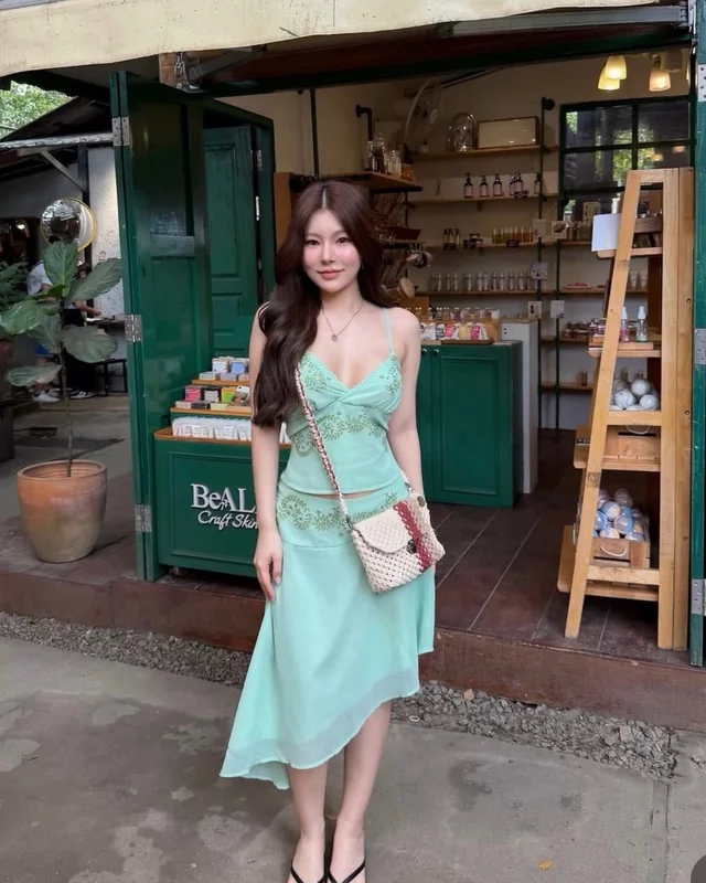 Two Piece Set เสื้อสายเดี่ยวและกระโปรงสีเขียวมิ้นท์ Size S thumbnail 4
