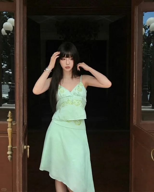 Two Piece Set เสื้อสายเดี่ยวและกระโปรงสีเขียวมิ้นท์ Size S thumbnail 2