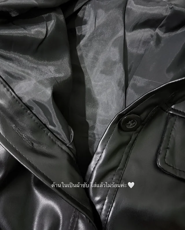 เสื้อ Jacket หนังสีดำ Cropped Faux Leather Jacket thumbnail 6