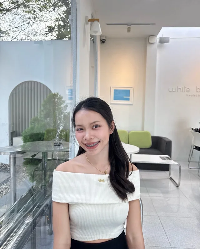 เสื้อครอปไหล่ตก Unigam Ribbed Off Shoulder Crop Top thumbnail 3