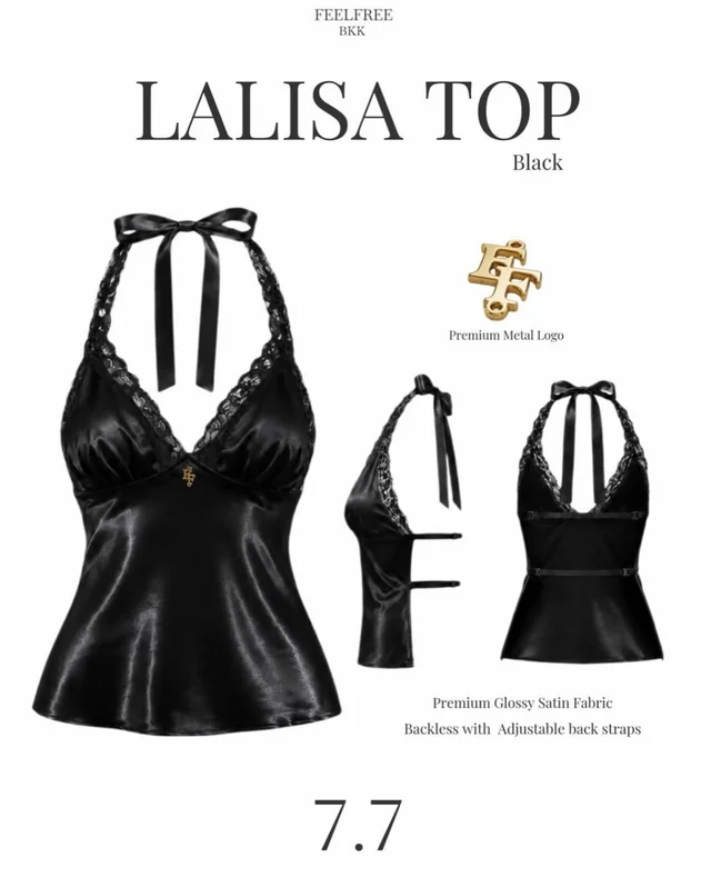 เสื้อสายเดี่ยวคอปกผูก Feelfree B56 Black Halter Top thumbnail 6