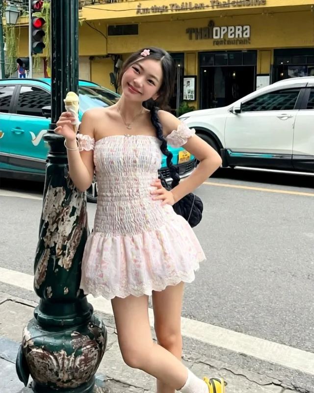 เดรสสั้นผ้าปักลูกไม้ Short Lace Dress Size S thumbnail 3